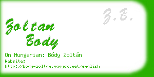 zoltan body business card