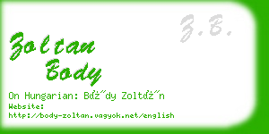 zoltan body business card